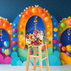 Lofaris Colorful Arch Outline Balloons Cake Samsh Backdrop
