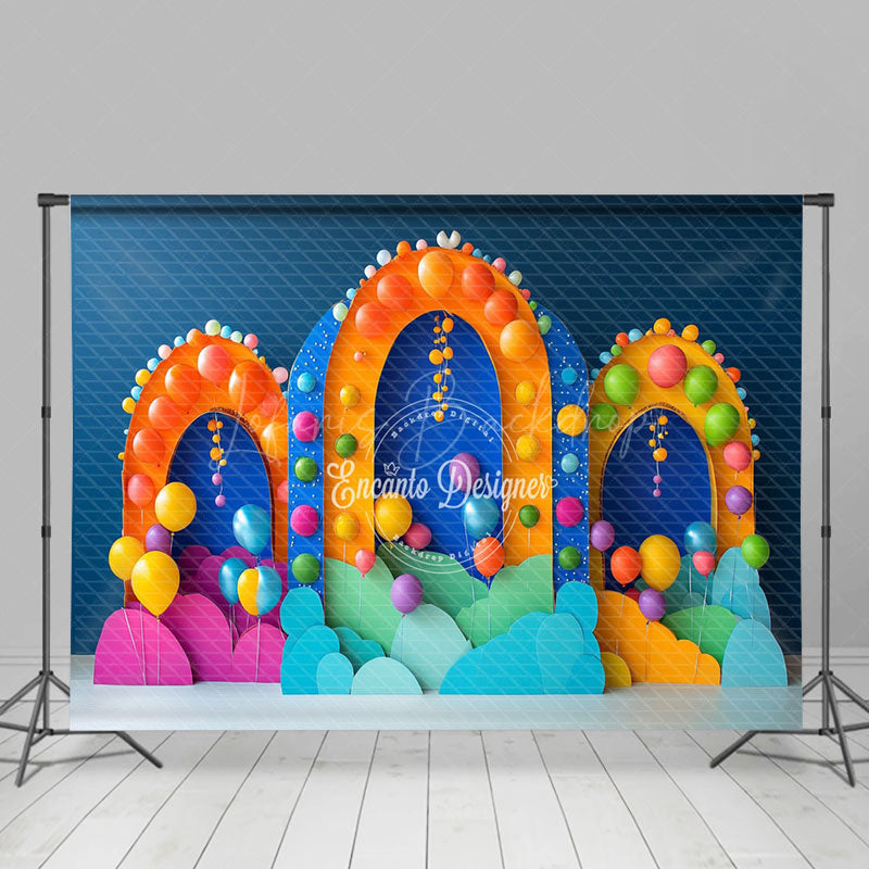 Lofaris Colorful Arch Outline Balloons Cake Samsh Backdrop