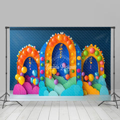 Lofaris Colorful Arch Outline Balloons Cake Samsh Backdrop