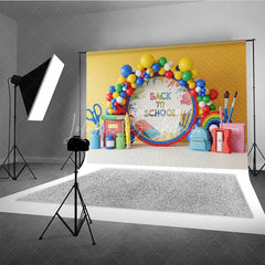 Lofaris Colorful Art Class Back To School Backdrop Paint Splatter Scissors Balloons Background Student Photography Prop