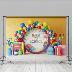 Lofaris Colorful Art Class Back To School Backdrop Paint Splatter Scissors Balloons Background Student Photography Prop