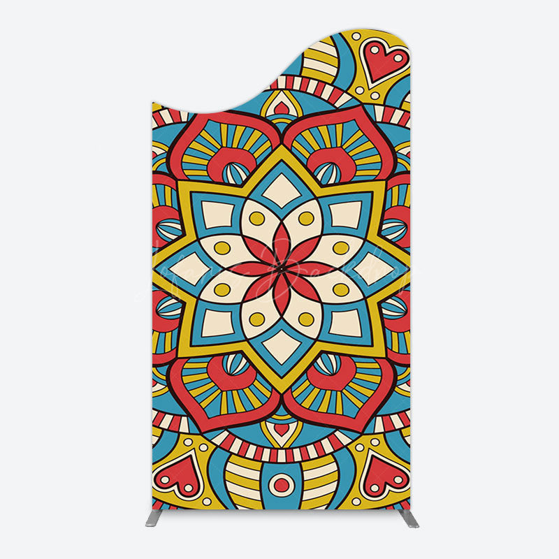 Lofaris Colorful Artistic Floral Mandala Lohri Arch Backdrop