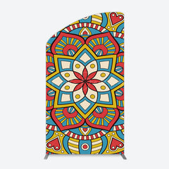 Lofaris Colorful Artistic Floral Mandala Lohri Arch Backdrop