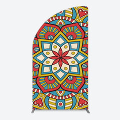 Lofaris Colorful Artistic Floral Mandala Lohri Arch Backdrop