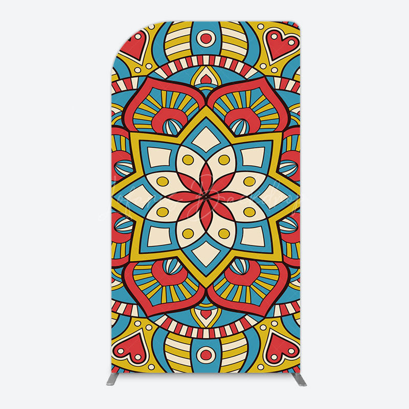 Lofaris Colorful Artistic Floral Mandala Lohri Arch Backdrop
