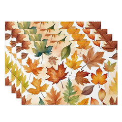 Lofaris Colorful Autumn Tree Leaves Pattern Set of 4 Placemats for Fall Harvest and Thanksgiving Dining Table Decor