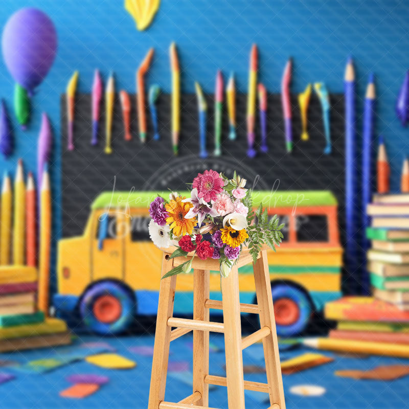 Lofaris Colorful Back To School Chalkboard Photography Backdrop
