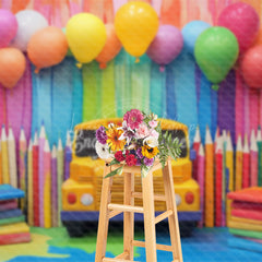 Lofaris Colorful Balloon Welcome Back To School Studio Backdrop