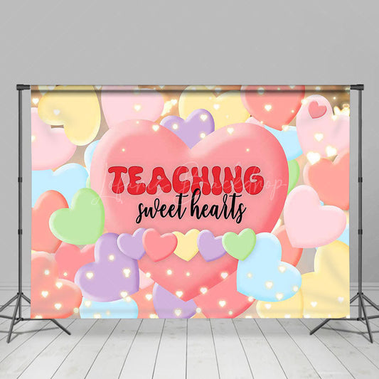 Lofaris Colorful Balloons Teaching Sweet Hearts Backdrop