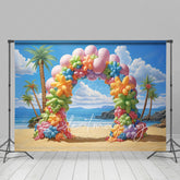 Lofaris Colorful Beach Balloon Arch Summer Photo Backdrop