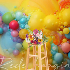 Lofaris Colorful Beads Rainbow Trip Cake Smash Photo Backdrop