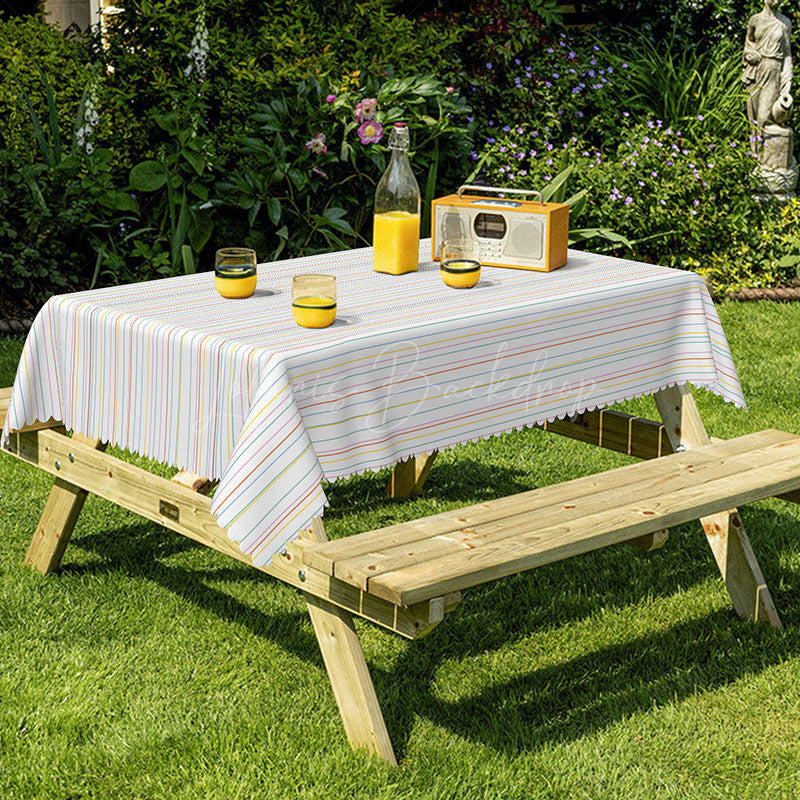 Lofaris Colorful Birthday Party Stripes Rectangle Tablecloth