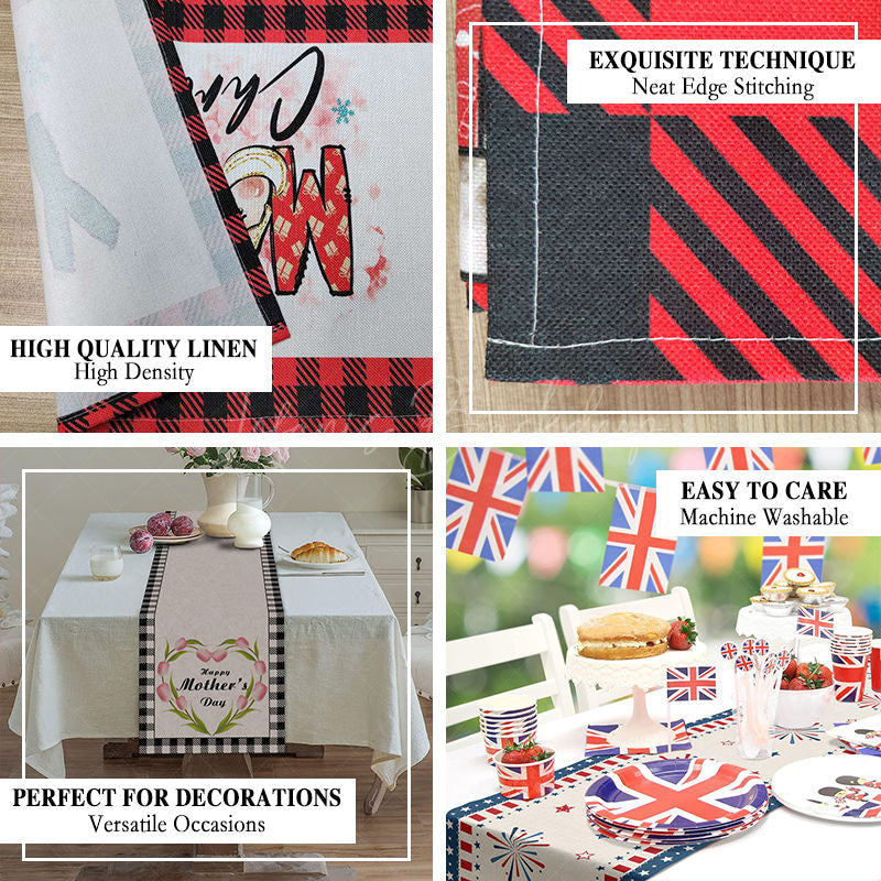 Lofaris Colorful Birthday Table Runner with Ribbons and Balloons Print Festive Party Supplies for Kids Decor