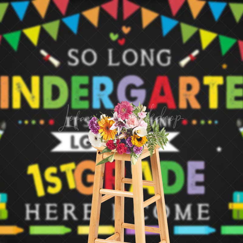 Lofaris Colorful Blackboard Kindergarten Graduation Backdrop