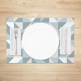 Lofaris Colorful Blue Pink and White Geometric Set of 4 Placemats for Modern Fun Kitchen Dining Decor