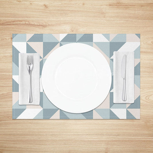 Lofaris Colorful Blue Pink and White Geometric Set of 4 Placemats for Modern Fun Kitchen Dining Decor