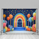 Lofaris Colorful Boho Rainbow Dot Balloom Cake Smash Backdrop