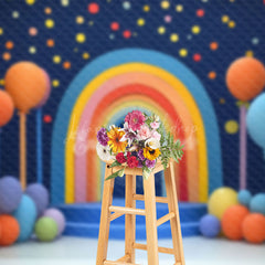 Lofaris Colorful Boho Rainbow Dot Balloom Cake Smash Backdrop