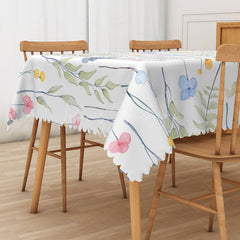 Lofaris Colorful Botanical Tablecloth with Floral and Green Leaf Print for Spring Summer Garden Parties