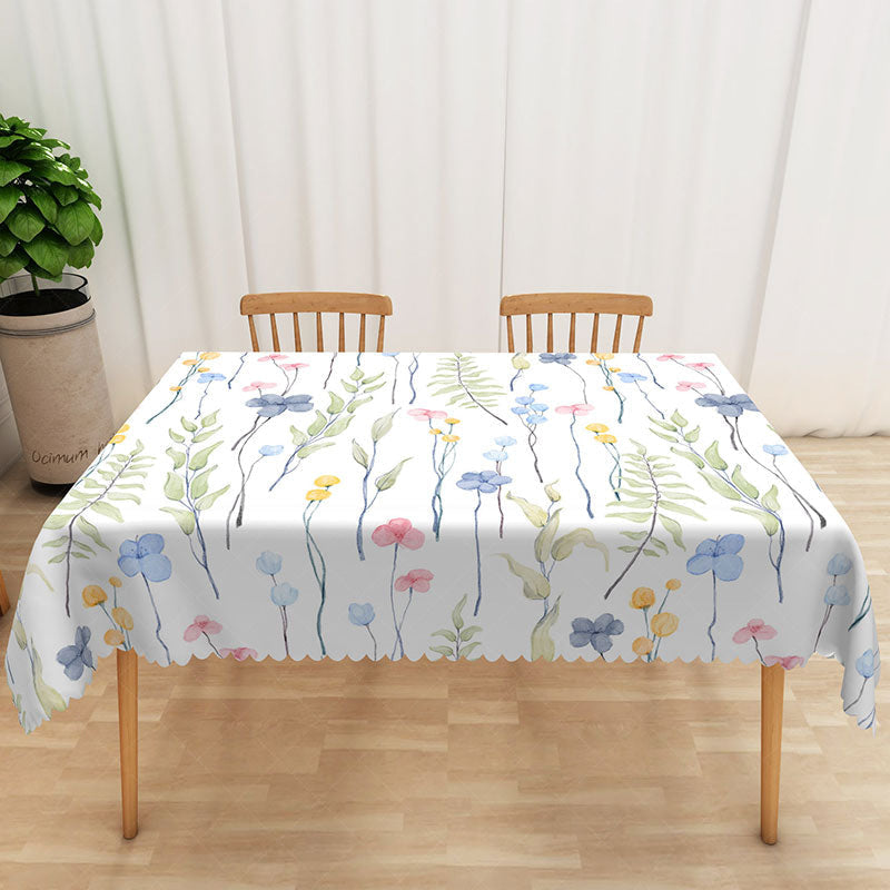 Lofaris Colorful Botanical Tablecloth with Floral and Green Leaf Print for Spring Summer Garden Parties