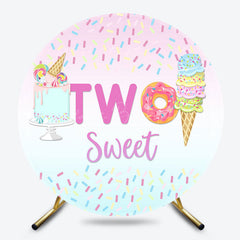 Lofaris Colorful Candy Ice Cream Two Sweet Round Backdrop