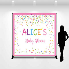 Lofaris Colorful Candy Pink Custom Name Baby Shower Backdrop