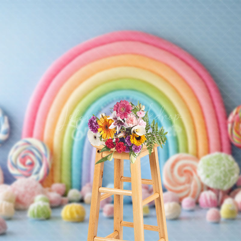 Lofaris Colorful Candy Rainbow Fairy Cake Smash Backdrop