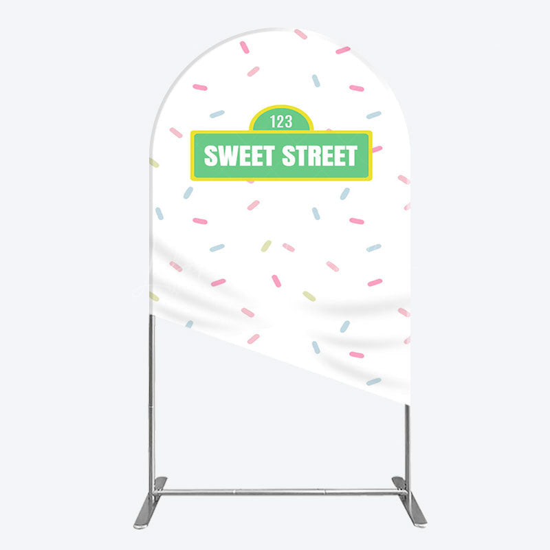 Lofaris Colorful Candy Sweet Street Birthday Arch Backdrop