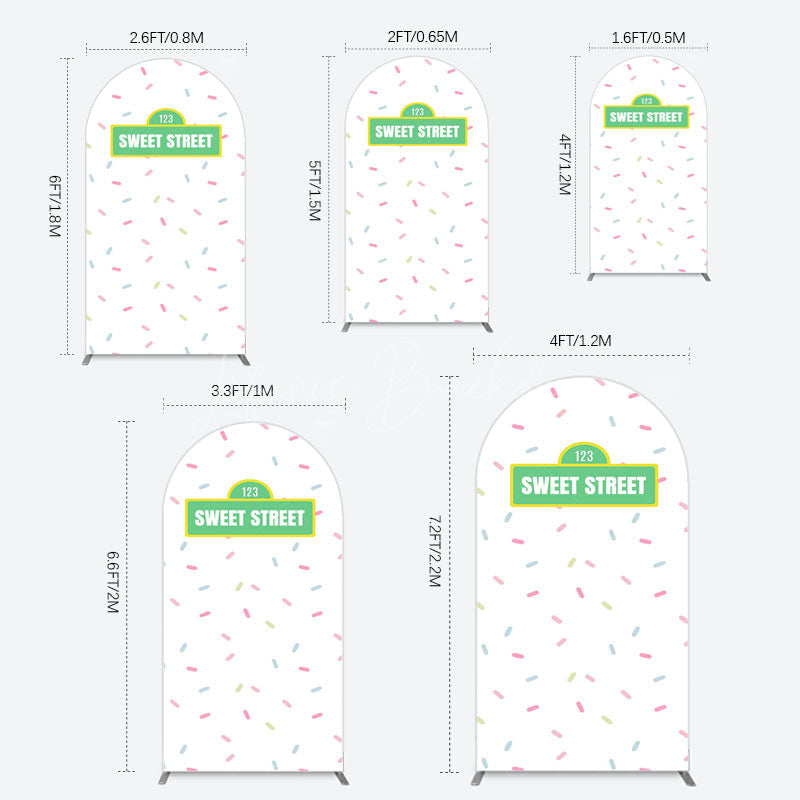 Lofaris Colorful Candy Sweet Street Birthday Arch Backdrop