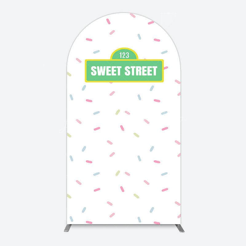 Lofaris Colorful Candy Sweet Street Birthday Arch Backdrop