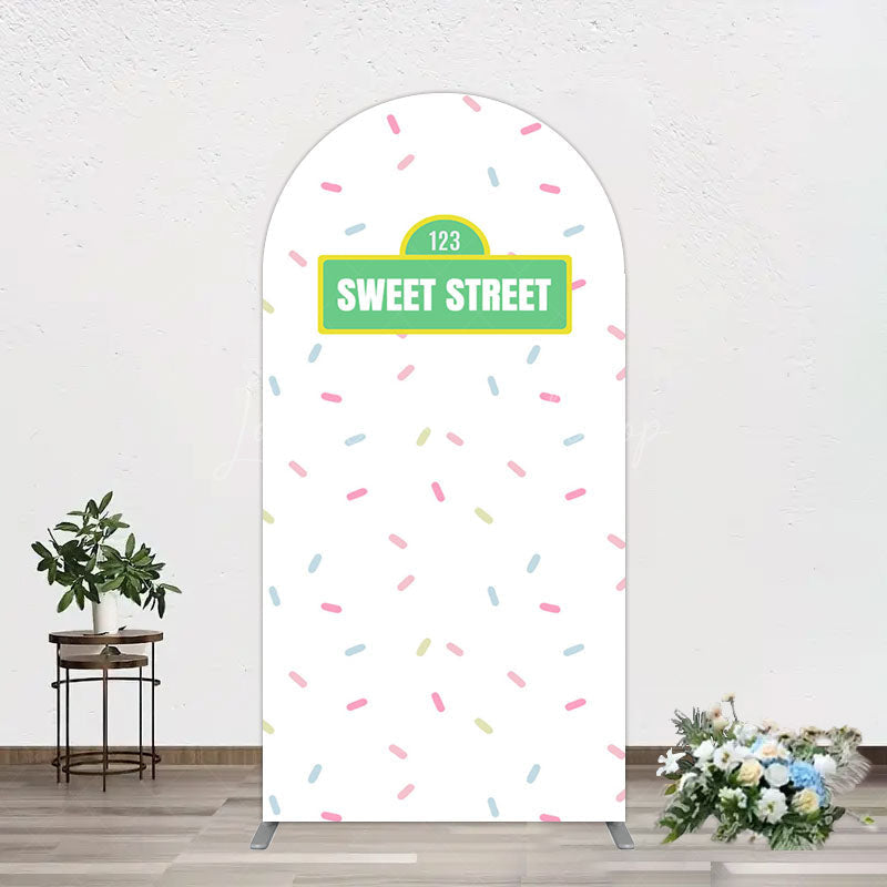 Lofaris Colorful Candy Sweet Street Birthday Arch Backdrop
