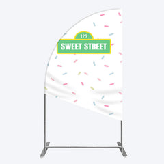 Lofaris Colorful Candy Sweet Street Birthday Half Moon Arch Backdrop