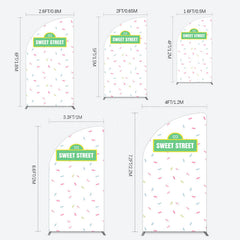 Lofaris Colorful Candy Sweet Street Birthday Half Moon Arch Backdrop