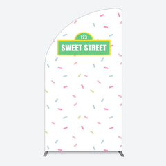 Lofaris Colorful Candy Sweet Street Birthday Half Moon Arch Backdrop