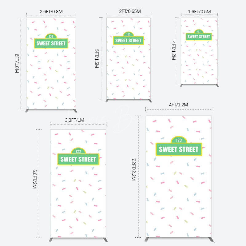 Lofaris Colorful Candy Sweet Street Birthday Rectangle Backdrop