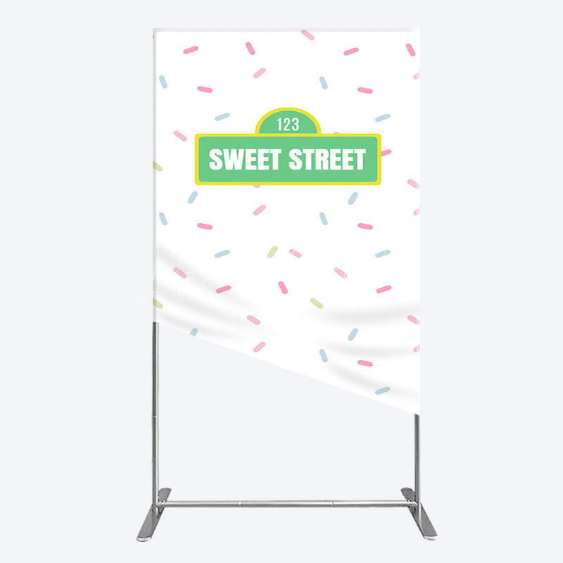 Lofaris Colorful Candy Sweet Street Birthday Rectangle Backdrop