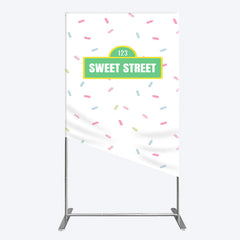 Lofaris Colorful Candy Sweet Street Birthday Rectangle Backdrop