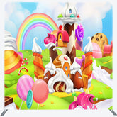 Lofaris Colorful Candyland Birthday Square Tension Backdrop