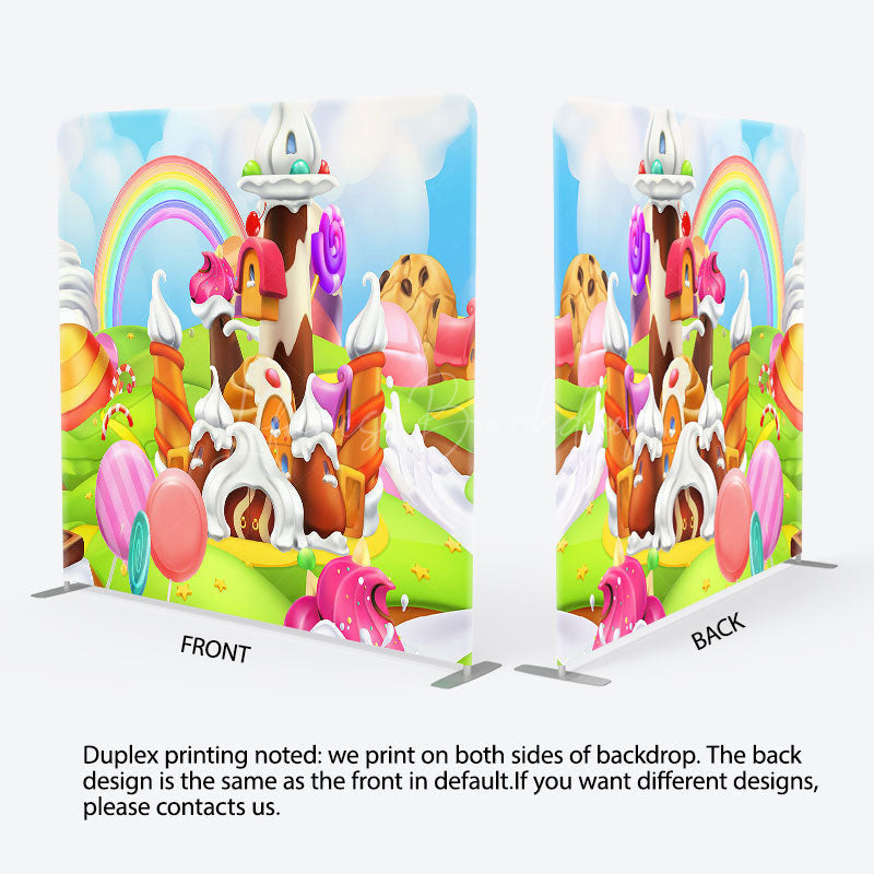 Lofaris Colorful Candyland Birthday Square Tension Backdrop