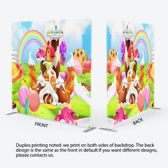 Lofaris Colorful Candyland Birthday Square Tension Backdrop