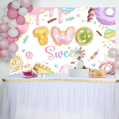 Lofaris Colorful Candyland Cream Two Sweet Birthday Backdrop