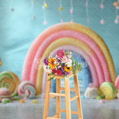 Lofaris Colorful Candyland Rainbow Fairy Cake Smash Backdrop