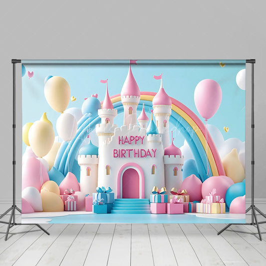 Lofaris Colorful Castle Balloons Gifts Cake Smash Backdrop