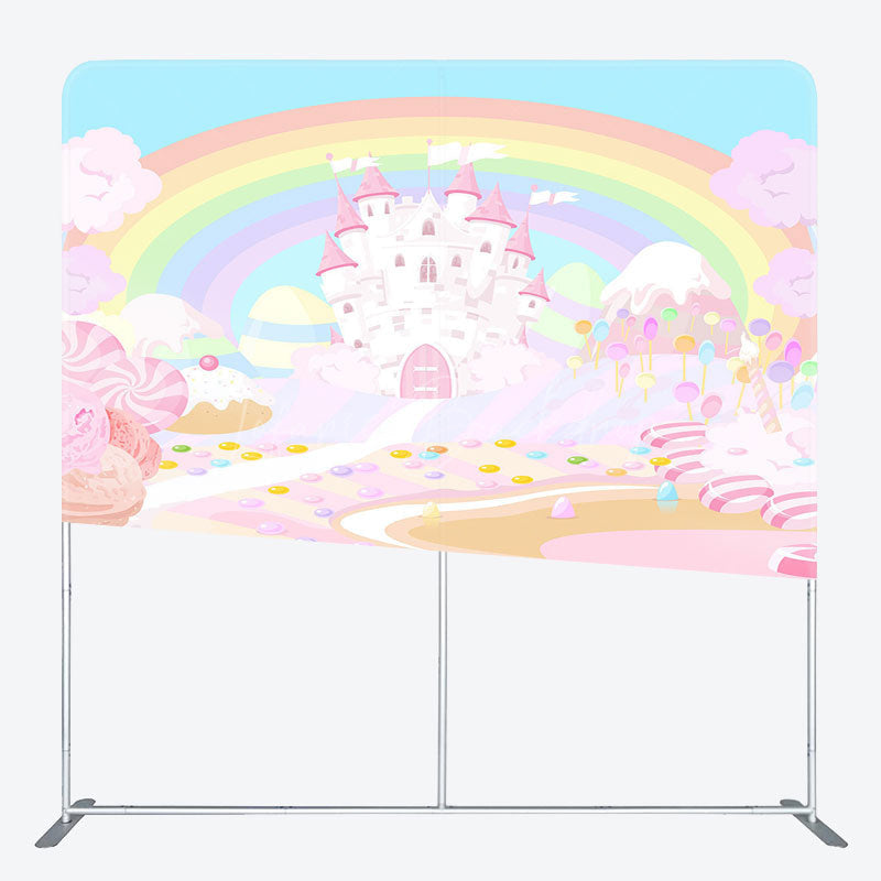 Lofaris Colorful Castle Candyland Square Tension Backdrop