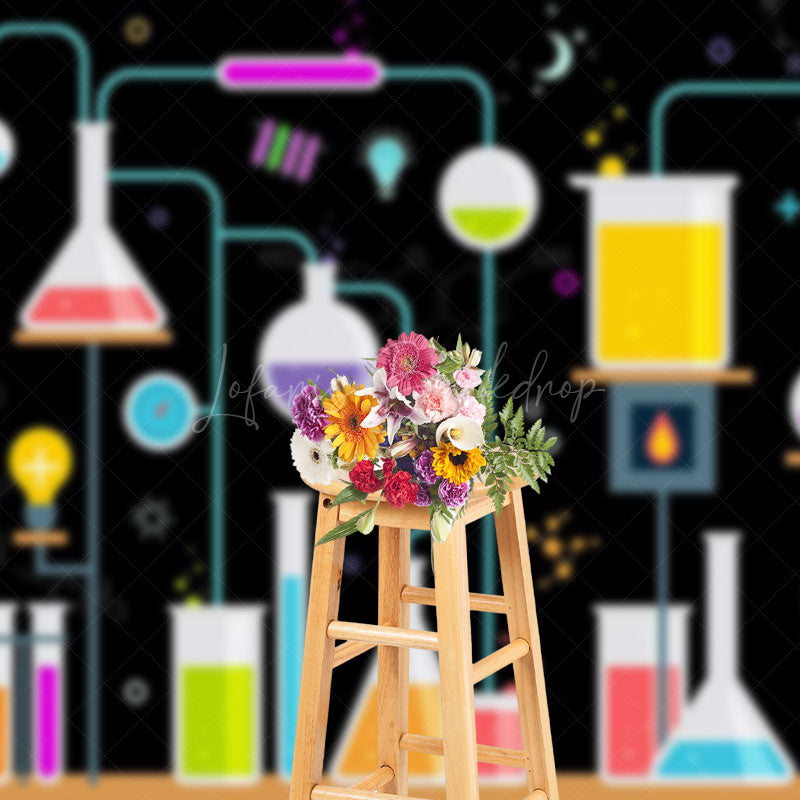 Lofaris Colorful Chemical Reagents Happy Lab Week Backdrop