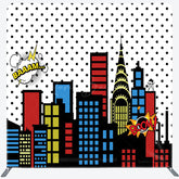 Lofaris Colorful City Buildings Party Square Tension Backdrop