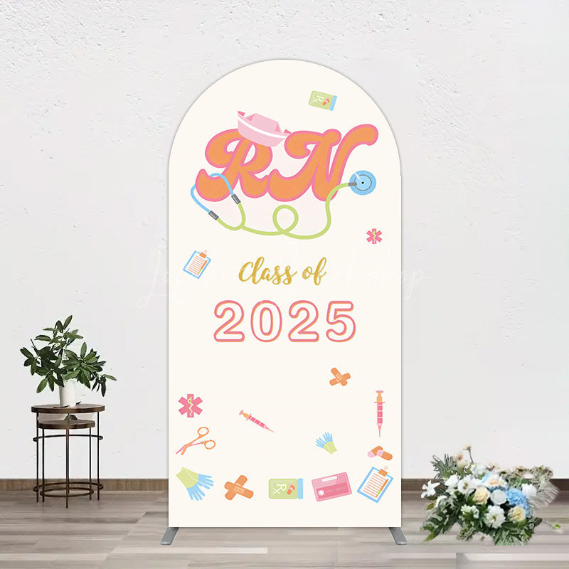 Lofaris Colorful Class 2025 Nurse Graduation Arch Backdrop