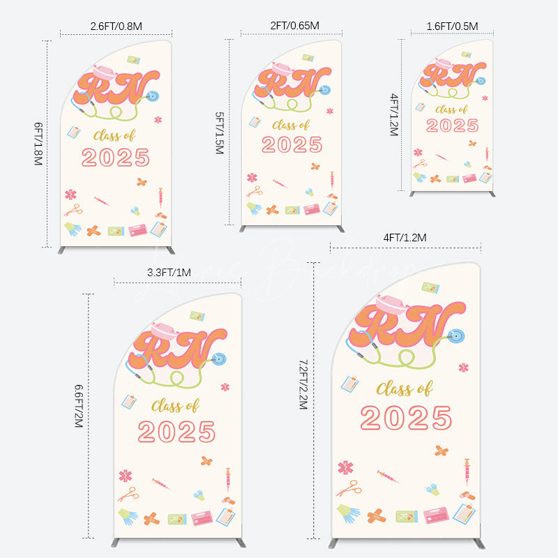 Lofaris Colorful Class 2025 Nurse Graduation Half Moon Arch Backdrop