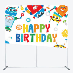 Lofaris Colorful Construction Site Robot Birthday Backdrop