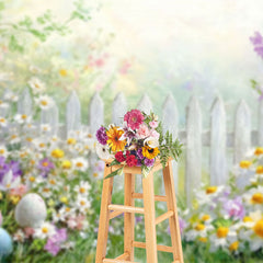 Lofaris Colorful Daisy Eggs Outdoor Fence Spring Backdrop